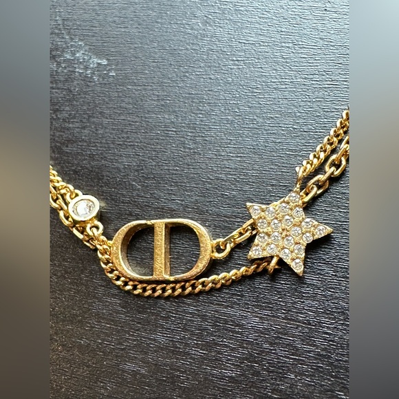 Christian Dior Gold Tone Star Logo Petit CD Double Bracelet - Picture 6 of 7